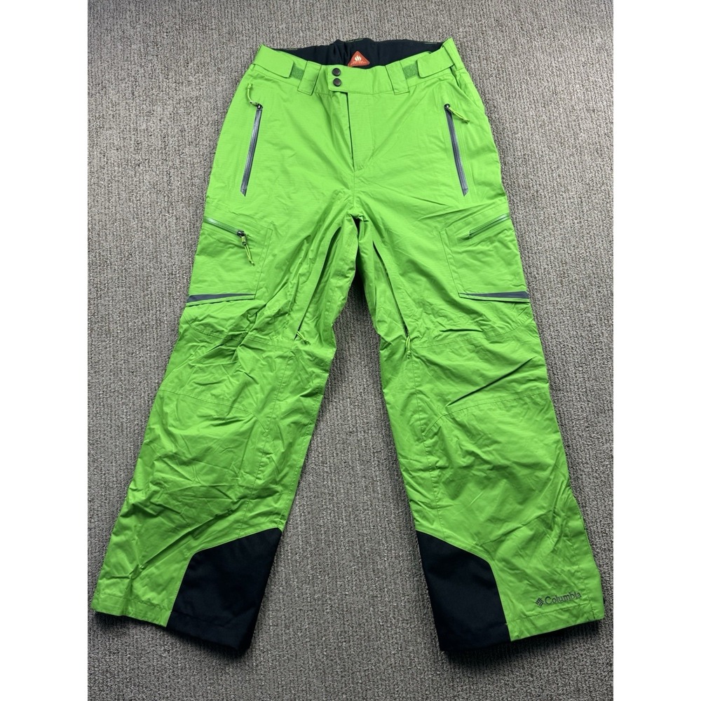 Columbia Mens M Cargo Snow Pants Omni Tech Omni Heat Waterproof Bright Green